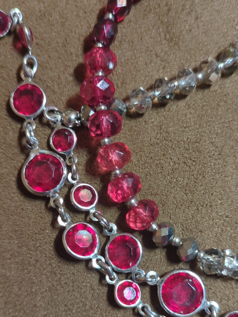 Pink Crystal Beaded Necklace - Unbranded, Length-53".